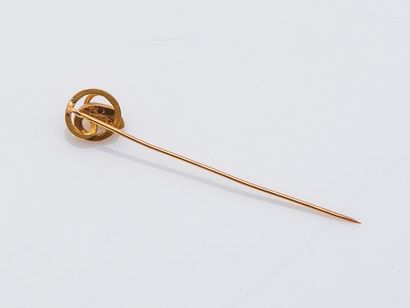 null Tie pin in 18 carat yellow gold (750 thousandths) decorated with a chiseled...
