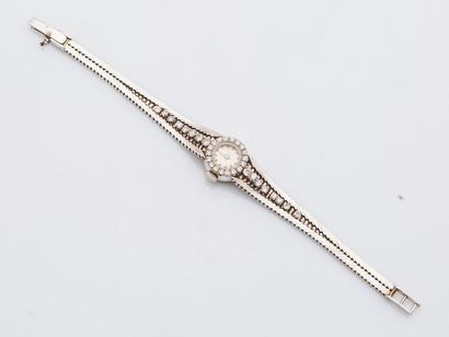 null Bracelet montre de dame en or gris 18 carats (750 millièmes) et platine (950...