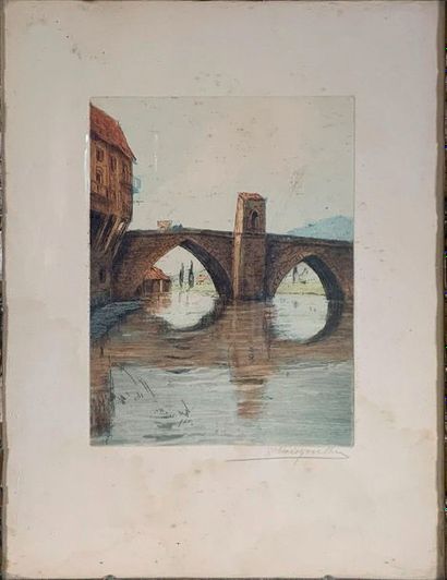null Suite of 8 colour engravings representing landscapes signed on the lower right...
