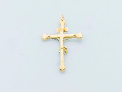 null Pendentif christ en croix en or jaune 18 carats (750 millièmes) sertie de quatre...