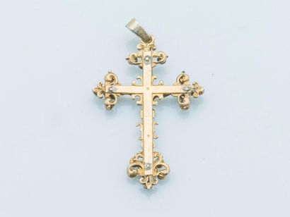 null Pendentif christ en croix en vermeil (925 millièmes) émaillée, sertie de pierres...