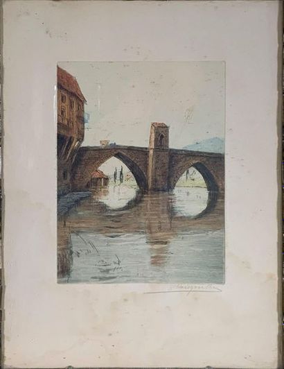 null Suite of 8 colour engravings representing landscapes signed below right

32...