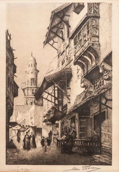 Julien Auguste PERREY (1871 - ?) Cairo Lane 

Etching signed lower right 

48 x 38...