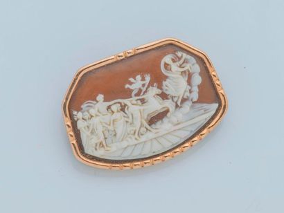 null Broche montée en pendentif, en or jaune 9 carats (375 millièmes) ornée d'un...