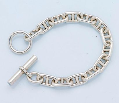 HERMES Bracelet chaîne d’ancre en argent (925 millièmes). Signé. Poinçon d’orfèvre...