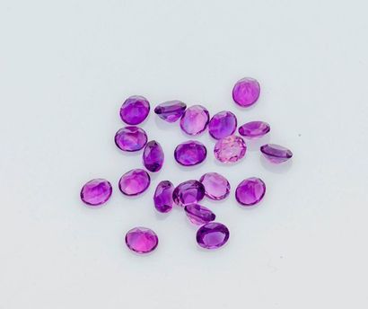 null Lot of 20 oval-sized amethysts, each about 0.59 carat.

Gross weight: 12.01...