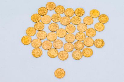 null Lot of 40 coins of which 39 coins of 20 gold francs comprising 1 coin Louis...