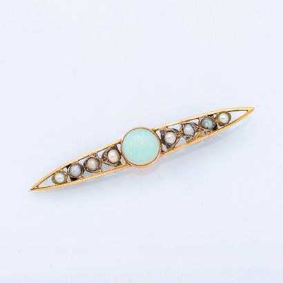 null Broche barrette en or jaune 18 carats (750 millièmes) et argent (800 millièmes)...