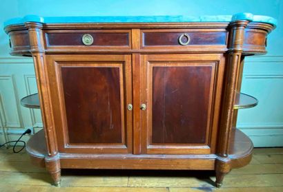 null Mahogany and mahogany veneer sideboard opening with two leaves and two drawers...
