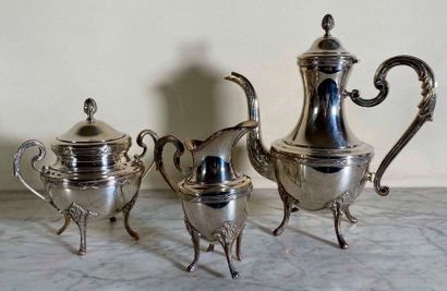 null Louis XVI style coffee service in silver plated metal resting on claw feet including...