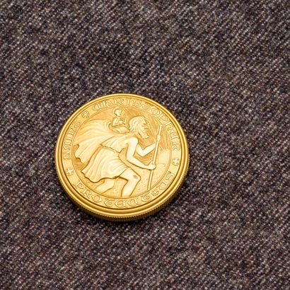 MOVADO Montre de poche en or jaune 18 carats (750 millièmes) en forme de pièce de...