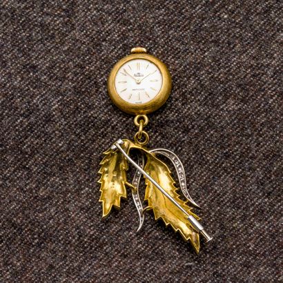 null Neck watch in 18-carat (750 thousandths) yellow gold, with its branch-shaped...