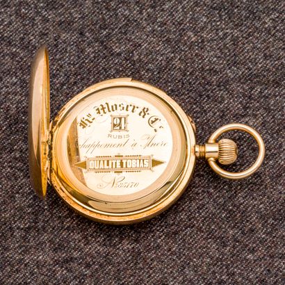HY MOSER & CIE Montre savonnette chronographe à sonnerie en or jaune 14 carats (585...