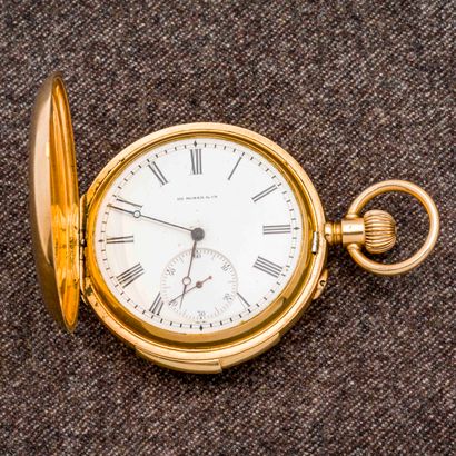 HY MOSER & CIE Montre savonnette chronographe à sonnerie en or jaune 14 carats (585...