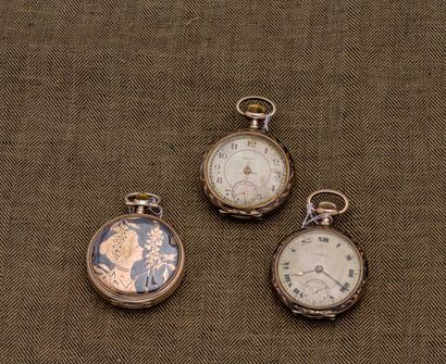 null Set of three niello silver pocket watches: 

- Soap pocket watch in silver (800...