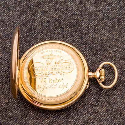 null Montre de poche chronomètre en or jaune 18 carats (750 millièmes), fin du XIXème...