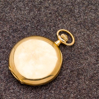 ZENITH Montre de poche savonnette en or jaune 18 carats (750 millièmes) à décor chiffré...