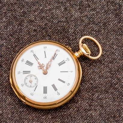 null Montre de poche chronomètre en or jaune 18 carats (750 millièmes), fin du XIXème...
