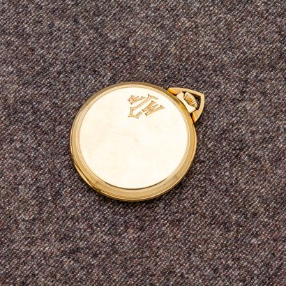 HAMILTON Montre de poche en or jaune 14 carats (585 millièmes) à fond chiffré. Le...