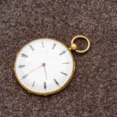 null Pocket watch in 18-carat yellow gold (750 thousandths). The back is decorated...