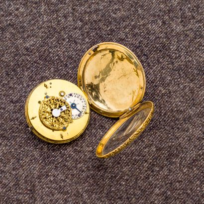 null Montre de poche en or jaune 18 carats (750 millièmes) à fond guilloché à décor...