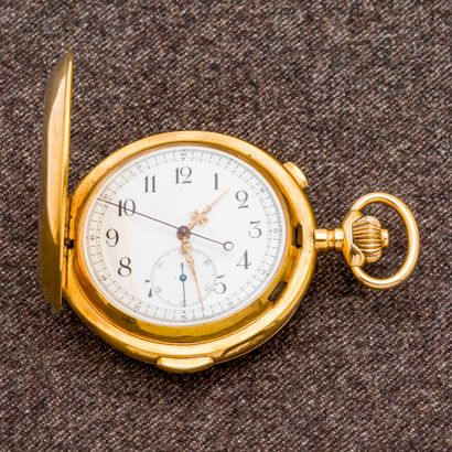 null Montre savonnette chronographe à sonnerie en or jaune 18 carats (750 millièmes)....