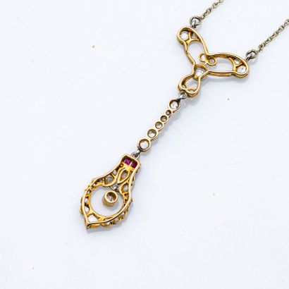 null Chain and its 18-carat (750 thousandths) white and yellow gold pendant adorned...