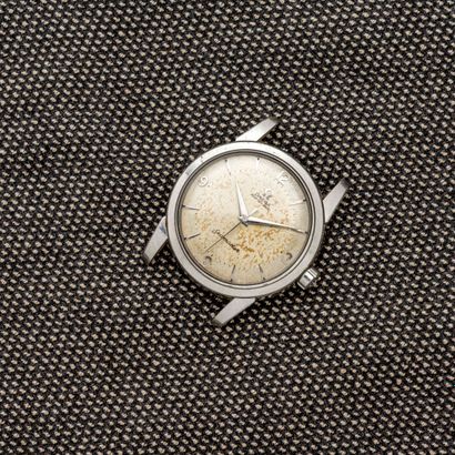 OMEGA - SEAMASTER Steel watch case. The signed silvered (quilted) dial with applied...