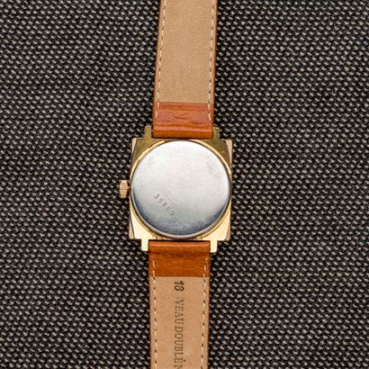NET Square bracelet watch in silver and gold plated metal. The round silvered railway...