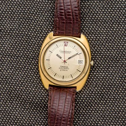 OMEGA - Constellation Electronic 300 HZ Montre bracelet plaqué or de forme tonneau....