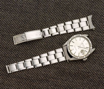 ROLEX - OYSTER PERPETUAL DATE Sports watch in steel with grooved bezel. Case back...