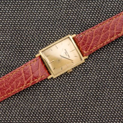 JACQUET DROZ Rectangular wristwatch in 18-carat yellow gold (750 thousandths). The...