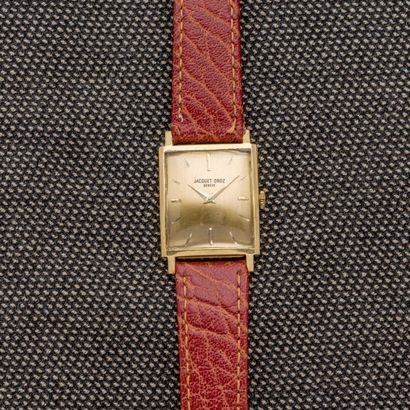 JACQUET DROZ Rectangular wristwatch in 18-carat yellow gold (750 thousandths). The...