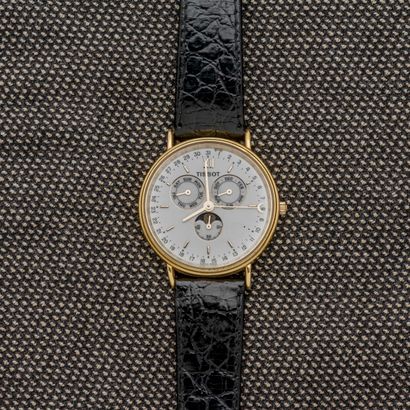 TISSOT - Moon, vers 1990 18-carat (750 thousandths) yellow gold wristwatch with triple...