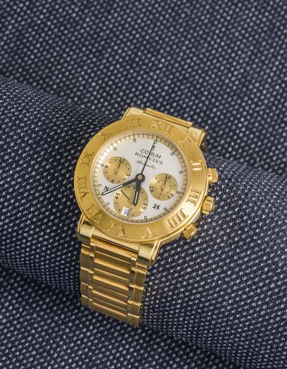 CORUM ROMULUS

Chronograph in yellow gold 18 carats (750 thousandths) with screwed...