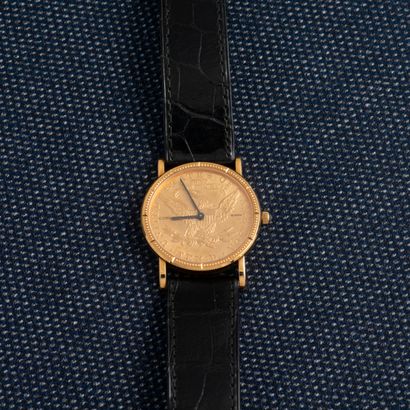 CORUM Circa 1980

Round watch, the case formed of a 10 US Dollar coin dated 1901...