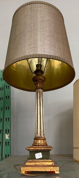 null Lamp in painted and gilded wood with fluted base