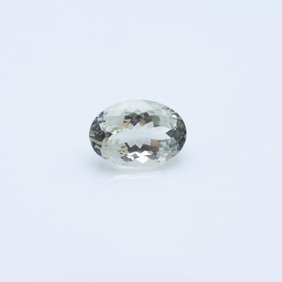 null Prasiolite on 22.05 carat oval-sized paper