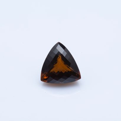 null Citrine on paper in the shape of a triangle with all the faceted sides, 34.75...