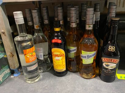 null Lot de 23 bouteilles de liqueurs comprenant KAHLOA, BAILEY'S, MARIE BRIZARD...