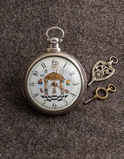 ROBINSON LONDON, vers 1814 Montre de poche, double boîtier en argent (925 millièmes),...