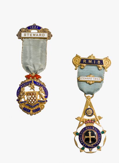Deux bijoux R.M.I.B (Royal Masonic Institute...