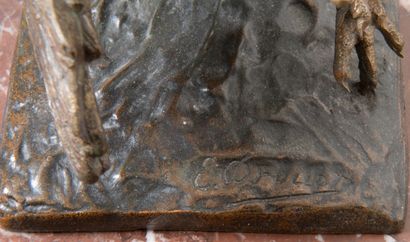 Edouard DROUOT (1859 - 1945) Le renard et le coq 

Epreuve en bronze à patine médaille...
