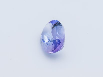 null Tanzanite sur papier de taille ovale pesant 6,8 carats environ.