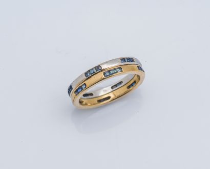 null 18K (750 ‰) yellow gold and 18K (750 ‰) white gold double band wedding band...