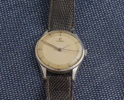 OMEGA Classic watch in steel, round case with clipped back, grey dial (yellowed)...