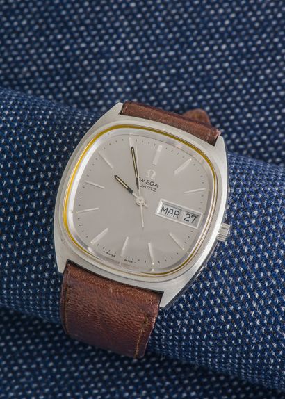 OMEGA Steel wristwatch, cushion-shaped case with clipped back (signed and numbered)....