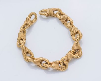 null Bracelet en or jaune 18 carats (750 ‰) à dix maillons de cordages torsadés,...