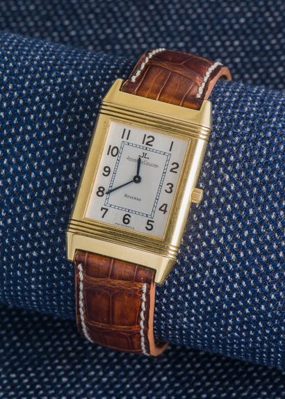 JAEGER-LECOULTRE Classic Reverso watch, the reversible rectangular case in 18K yellow...