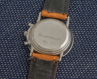 BLANCPAIN, vers 1995 Chronograph model Villeret. Round steel case with clipped back...